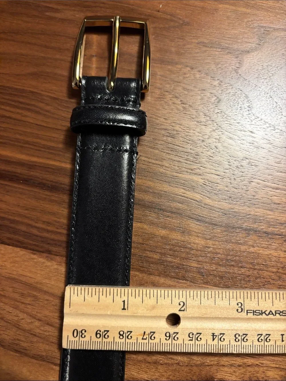 Jos. A Bank Classic Black Leather Belt with Gold Buckle - 36
